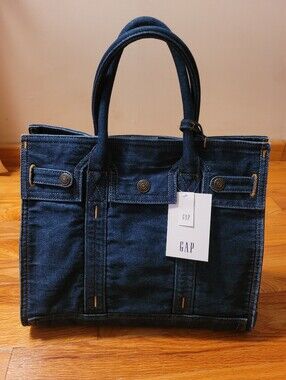 GAP Girkin Denim Tote Bag in Dark Wash NWT Medium